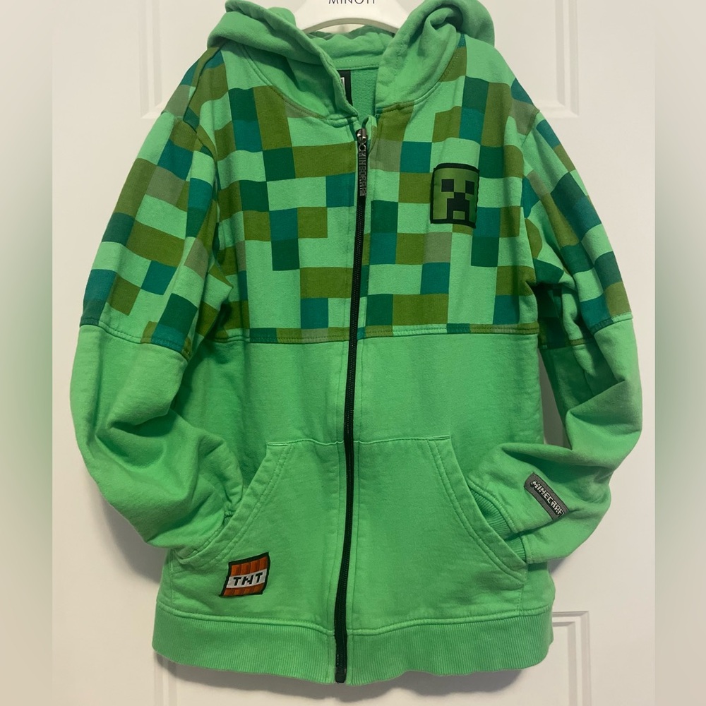 Minecraft Green Pixelated Kids zip Hoodie for kids 10 years
